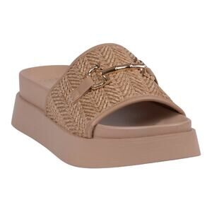 GC Shoes Women's Sari Woven Platform Wedge Slide Sandals Tan Size 7